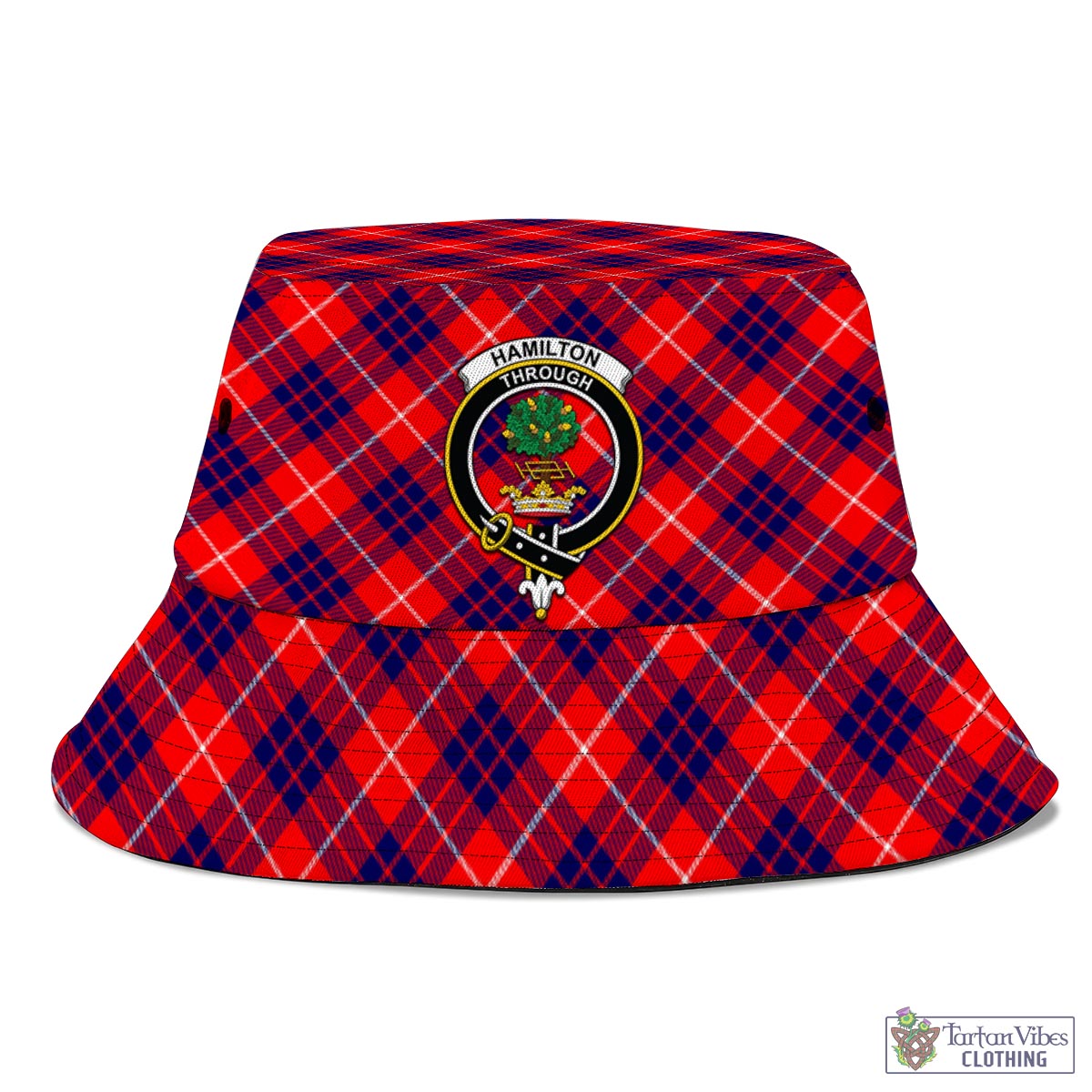 Tartan Vibes Clothing Hamilton Modern Tartan Bucket Hat with Family Crest