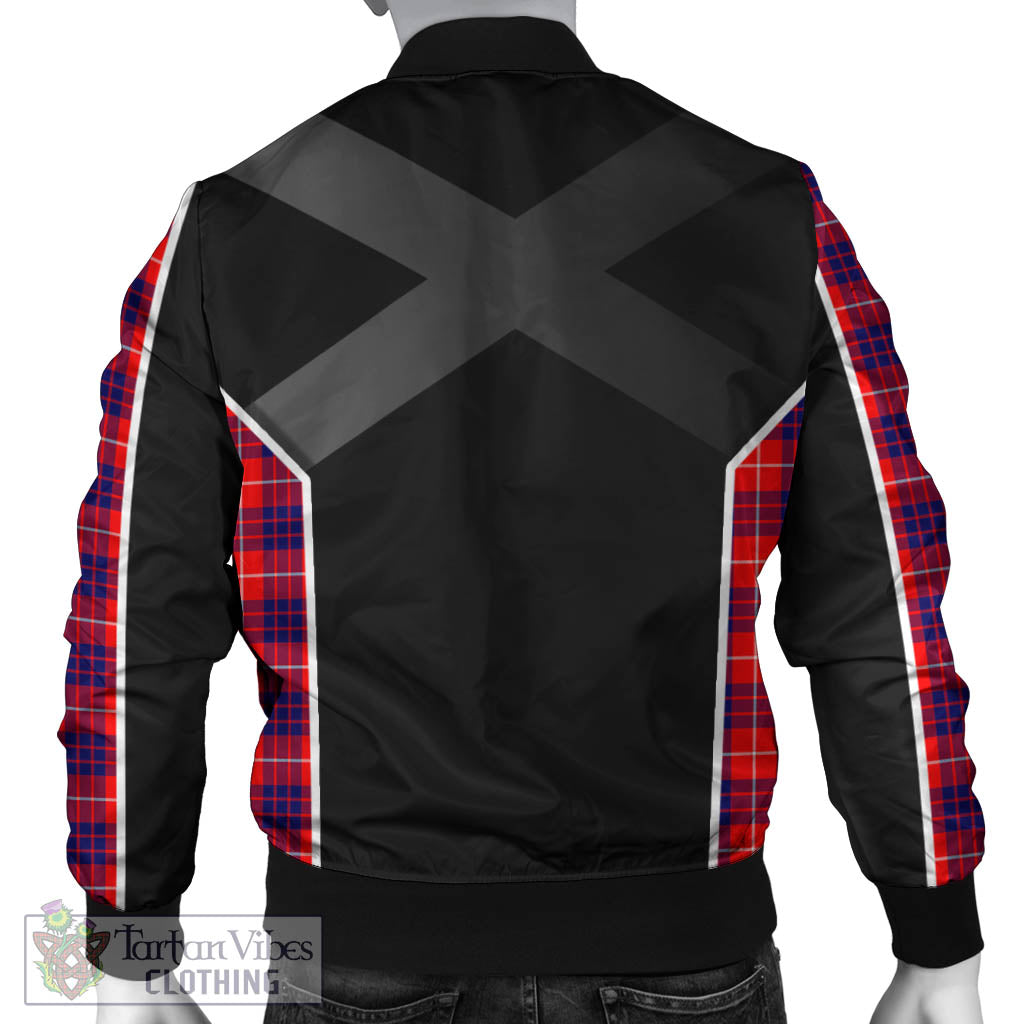 Tartan Vibes Clothing Hamilton Modern Tartan Bomber Jacket with Family Crest and Scottish Thistle Vibes Sport Style