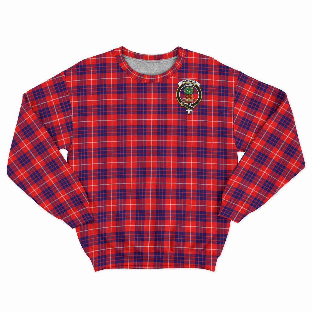 Hamilton Modern Tartan Sweatshirt with Family Crest - Tartan Vibes Clothing