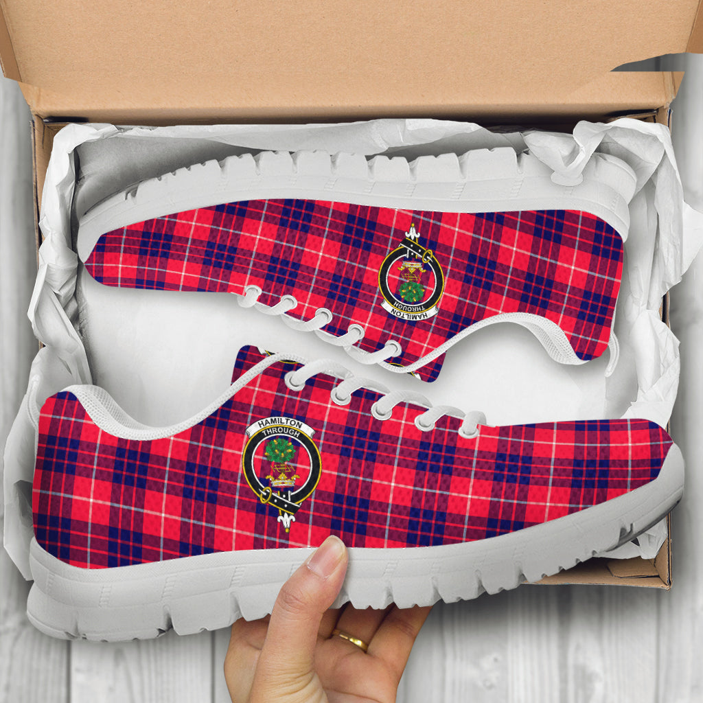 Hamilton Modern Tartan Sneakers with Family Crest - Tartan Vibes Clothing