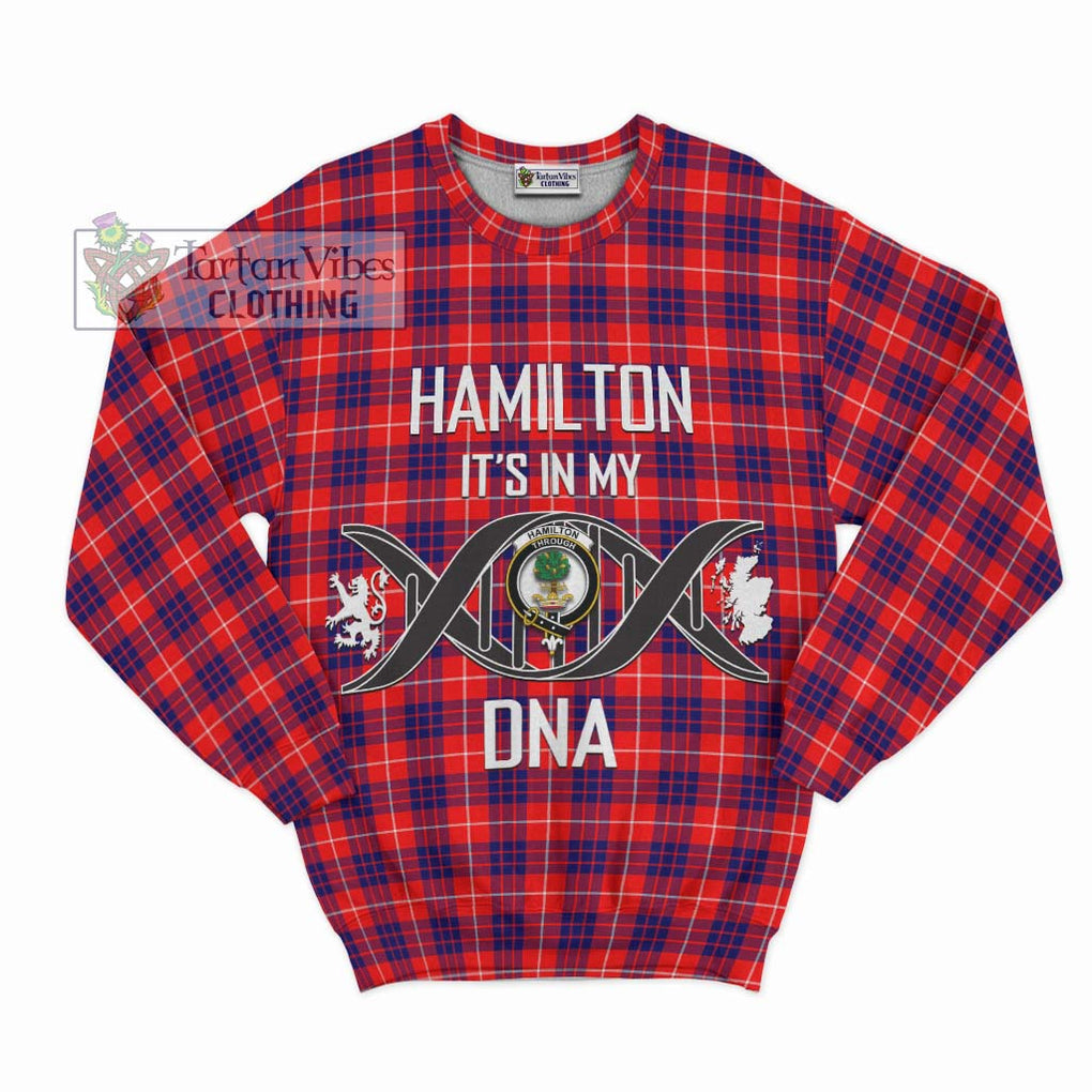 Hamilton Modern Tartan Sweatshirt with Family Crest DNA In Me Style - Tartanvibesclothing Shop