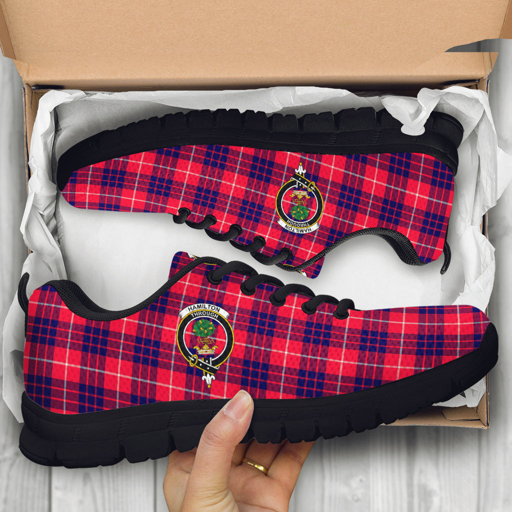 Hamilton Modern Tartan Sneakers with Family Crest - Tartan Vibes Clothing