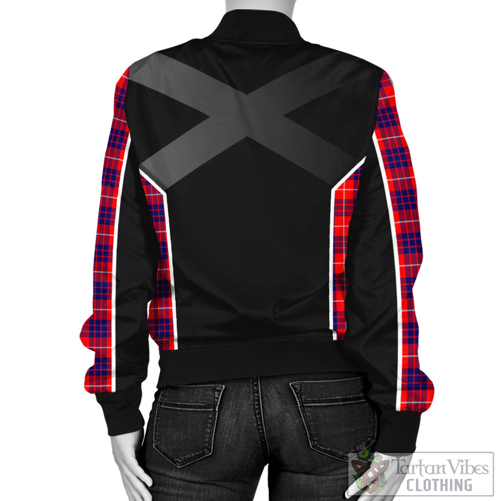 Tartan Vibes Clothing Hamilton Modern Tartan Bomber Jacket with Family Crest and Scottish Thistle Vibes Sport Style