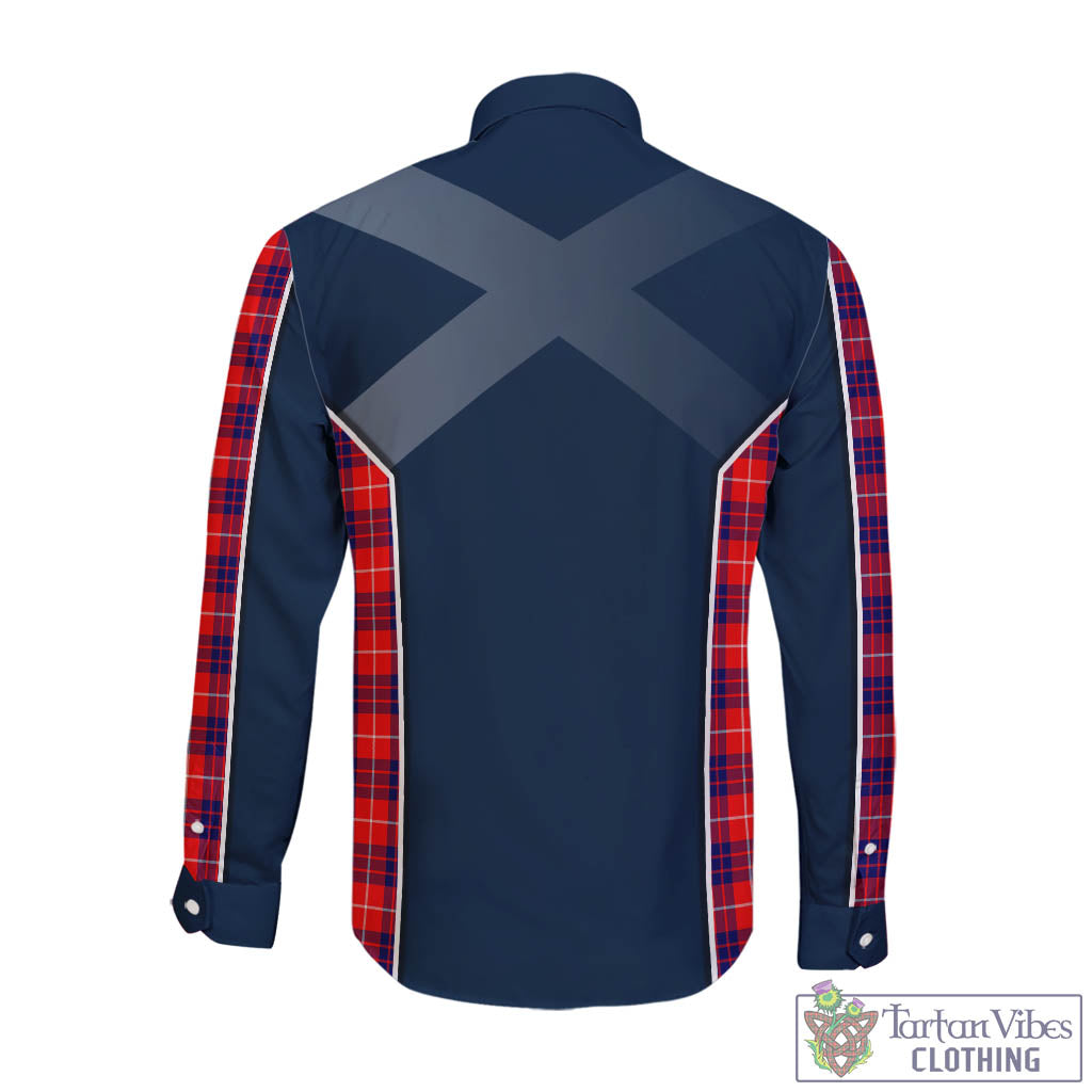 Tartan Vibes Clothing Hamilton Modern Tartan Long Sleeve Button Up Shirt with Family Crest and Lion Rampant Vibes Sport Style