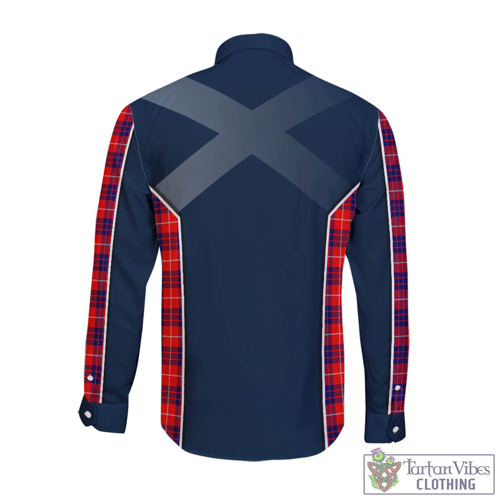 Tartan Vibes Clothing Hamilton Modern Tartan Long Sleeve Button Up Shirt with Family Crest and Scottish Thistle Vibes Sport Style