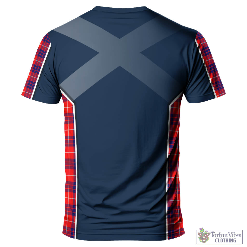 Tartan Vibes Clothing Hamilton Modern Tartan T-Shirt with Family Crest and Scottish Thistle Vibes Sport Style