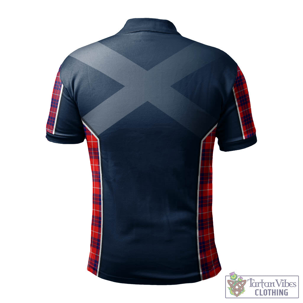 Tartan Vibes Clothing Hamilton Modern Tartan Men's Polo Shirt with Family Crest and Scottish Thistle Vibes Sport Style