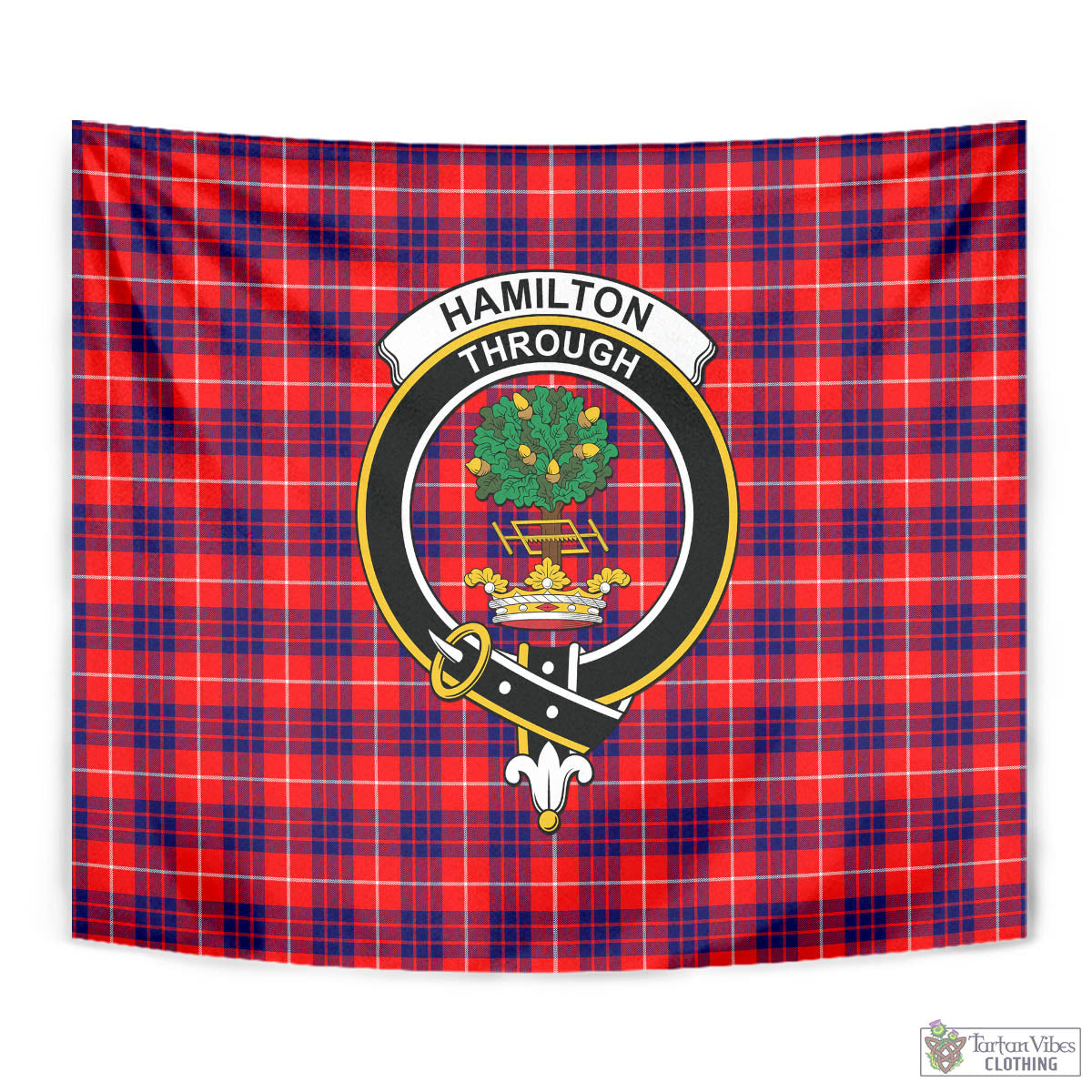 Tartan Vibes Clothing Hamilton Modern Tartan Tapestry Wall Hanging and Home Decor for Room with Family Crest