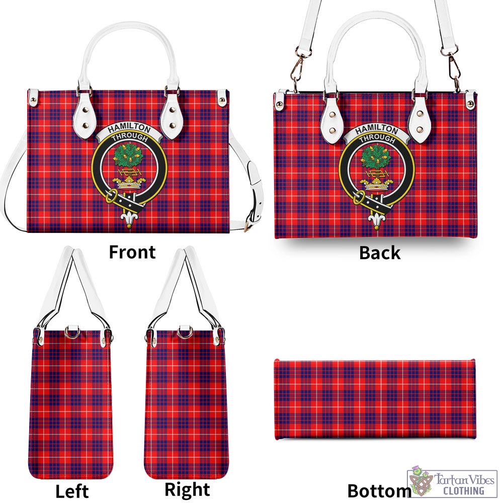 Tartan Vibes Clothing Hamilton Modern Tartan Luxury Leather Handbags with Family Crest