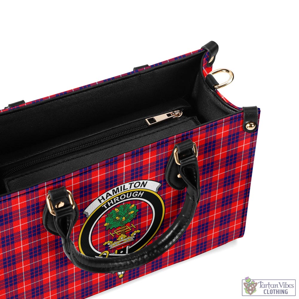 Tartan Vibes Clothing Hamilton Modern Tartan Luxury Leather Handbags with Family Crest