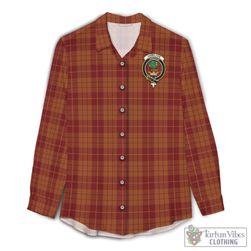 Hamilton Red Tartan Women's Casual Shirt with Family Crest