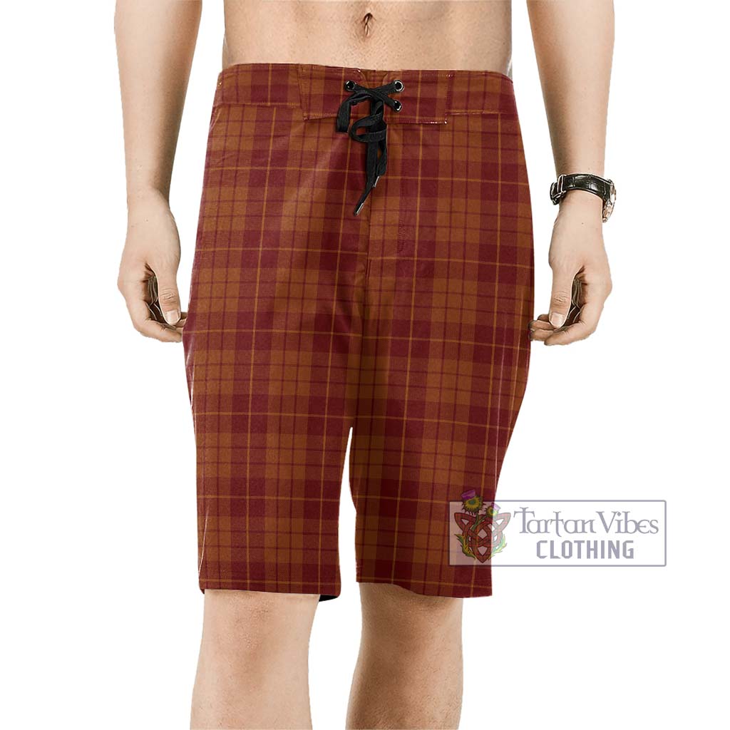 Hamilton Red Tartan Men's Board Shorts Men - Tartan Vibes Clothing