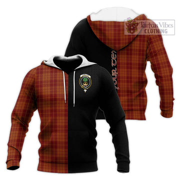 Hamilton Red Tartan Knitted Hoodie with Family Crest and Half Of Me Style