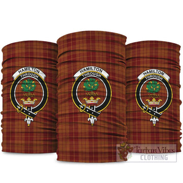 Hamilton Red Tartan Neck Gaiters, Tartan Bandanas, Tartan Head Band with Family Crest