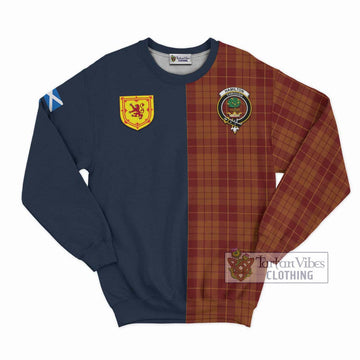 Hamilton Red Tartan Sweatshirt Alba with Scottish Lion Royal Arm Half Style