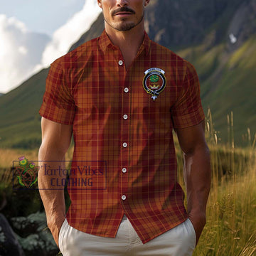 Hamilton Red Tartan Cotton Hawaiian Shirt with Family Crest