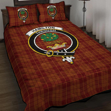 Hamilton Red Tartan Quilt Bed Set with Family Crest