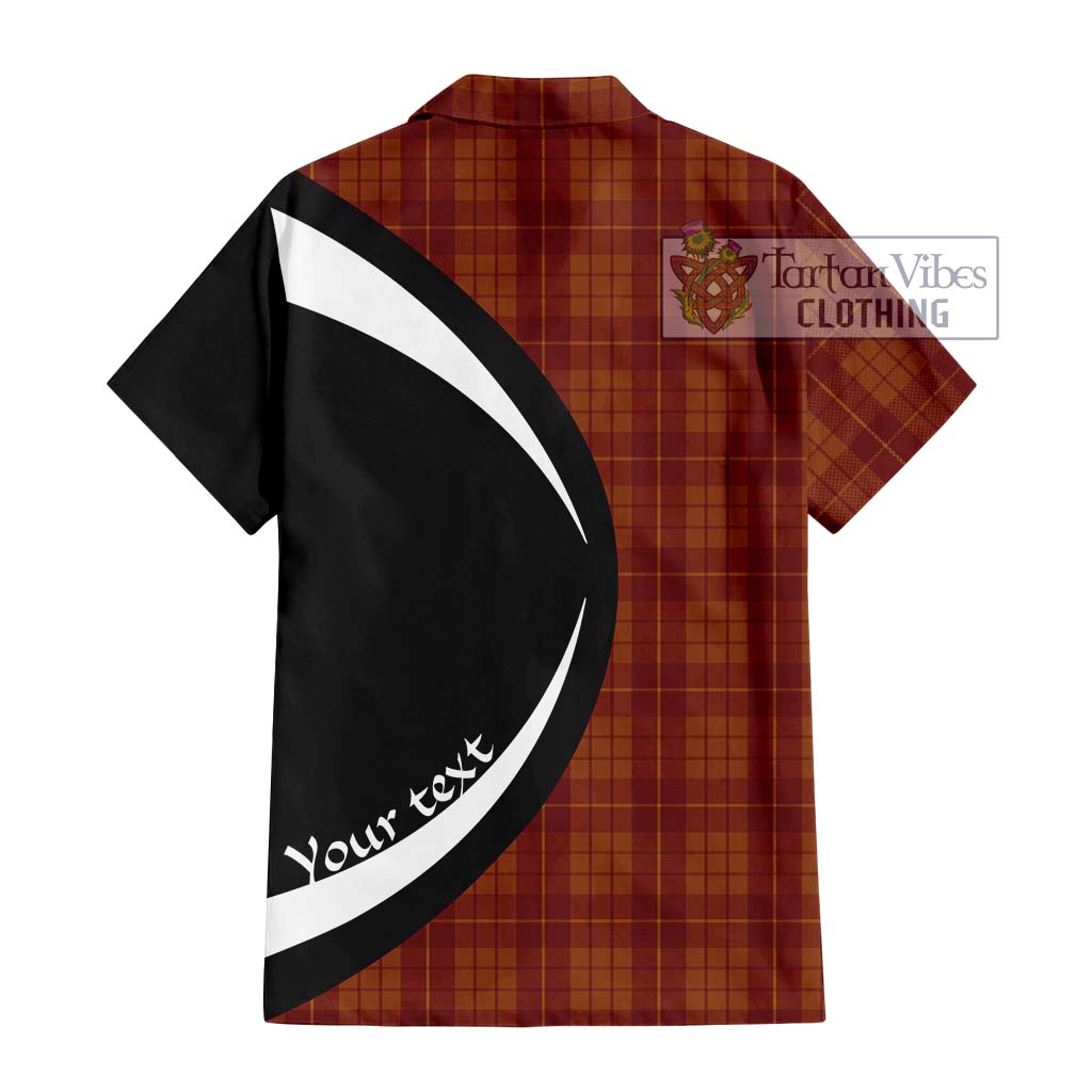 Hamilton Red Tartan Short Sleeve Button Up with Family Crest Circle Style - Tartan Vibes Clothing