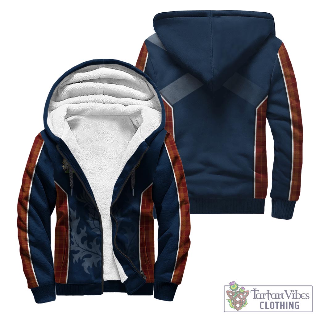 Tartan Vibes Clothing Hamilton Red Tartan Sherpa Hoodie with Family Crest and Scottish Thistle Vibes Sport Style