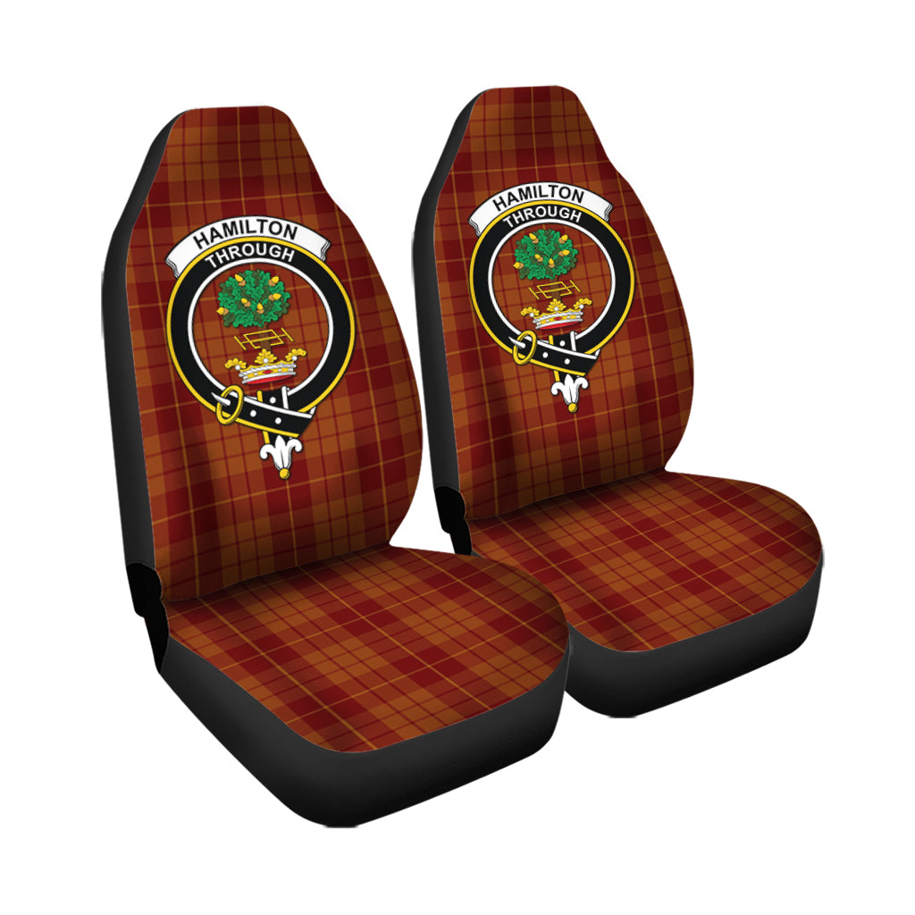 Hamilton Red Tartan Car Seat Cover with Family Crest - Tartanvibesclothing