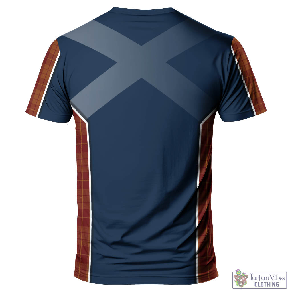 Tartan Vibes Clothing Hamilton Red Tartan T-Shirt with Family Crest and Scottish Thistle Vibes Sport Style