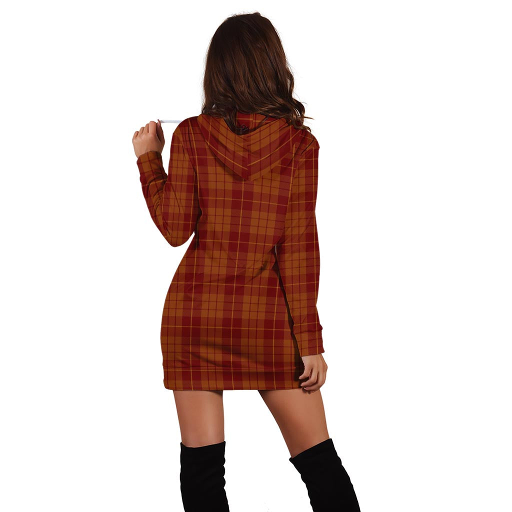 Hamilton Red Tartan Hoodie Dress with Family Crest - Tartan Vibes Clothing