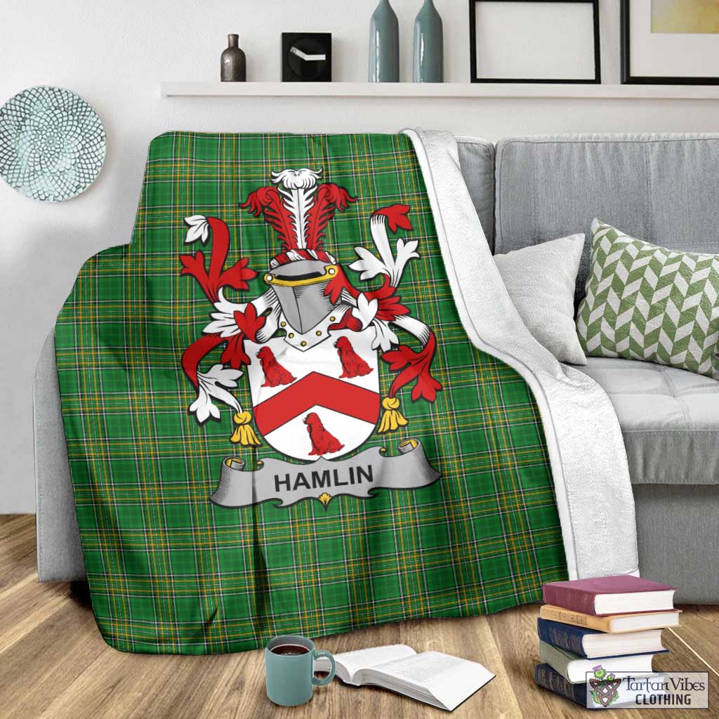 Hamlin Irish Clan Tartan Blanket with Coat of Arms - Tartan Vibes Clothing