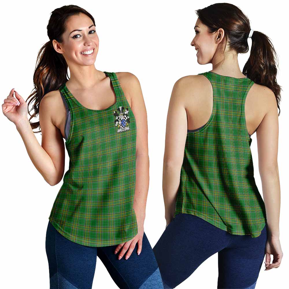 Hand Irish Clan Tartan Women's Racerback Tanks with Coat of Arms 4XL - Tartan Vibes Clothing