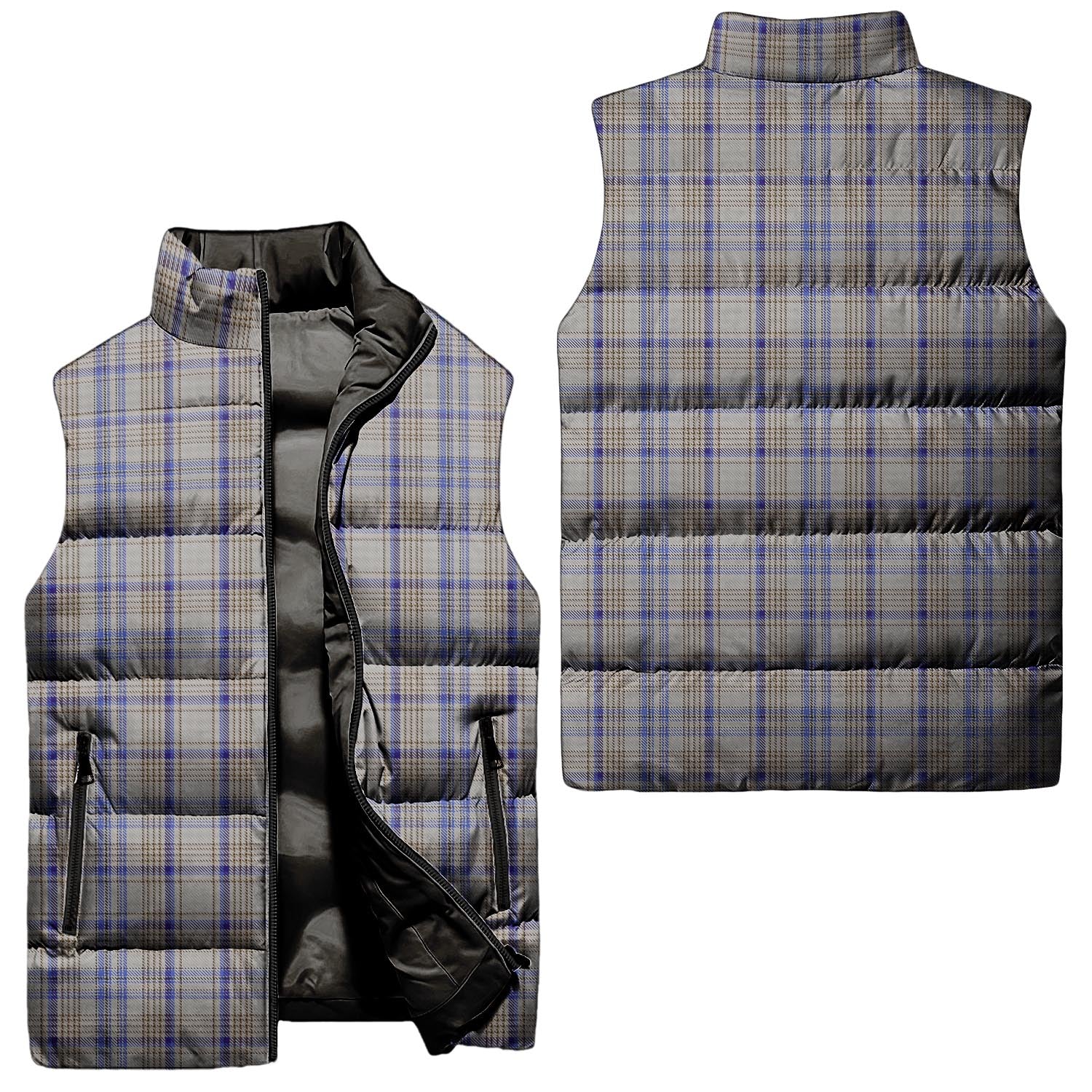 Tartan Vibes Clothing Handwriting Tartan Sleeveless Puffer Jacket