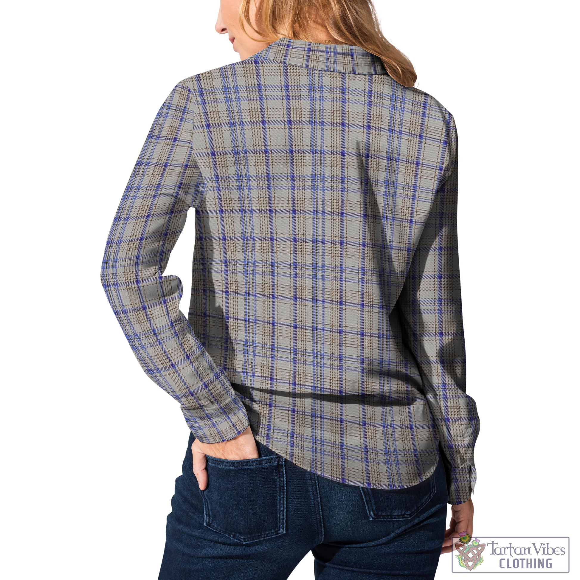 Handwriting Tartan Womens Casual Shirt