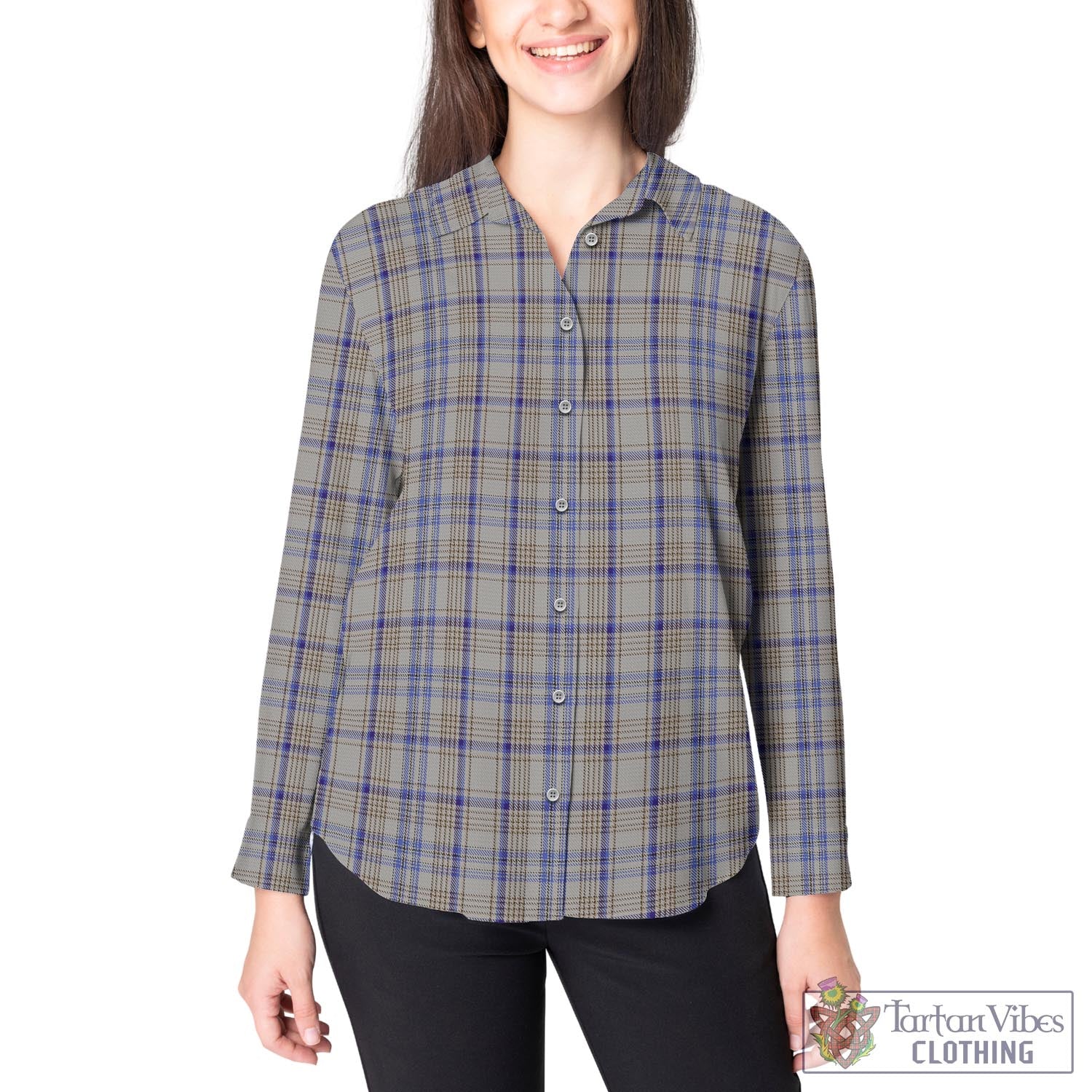 Handwriting Tartan Womens Casual Shirt