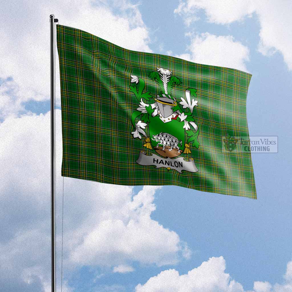 Tartan Vibes Clothing Hanlon Irish Clan Flag with Coat of Arms