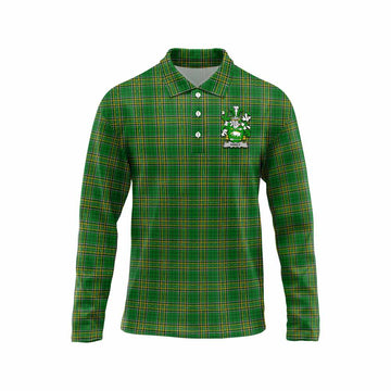 Hanly Irish Clan Tartan Long Sleeve Polo Shirt with Coat of Arms