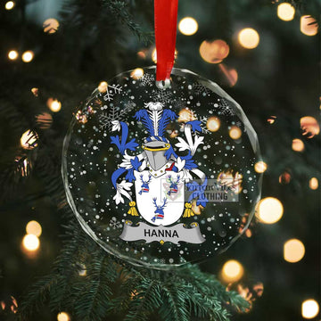 Hanna Irish Clan Christmas Glass Ornament with Coat of Arms