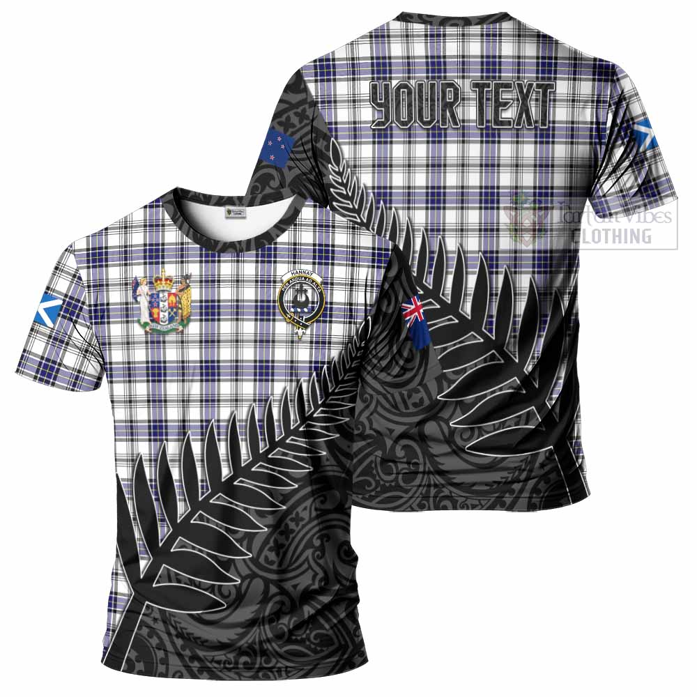 Tartan Vibes Clothing Hannay Crest Tartan T-Shirt with New Zealand Silver Fern Half Style