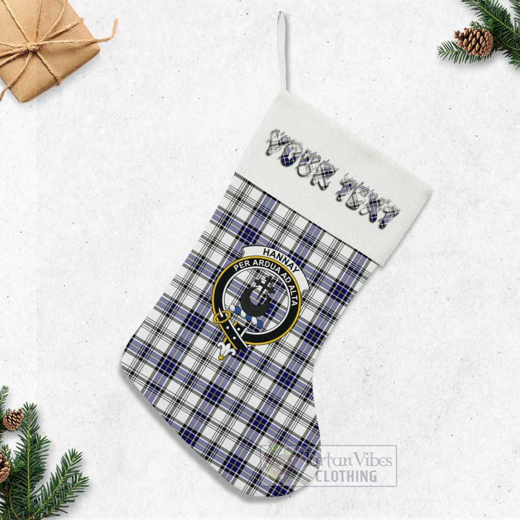 Tartan Vibes Clothing Hannay Tartan Family Crest Christmas Stocking with Personalized Text