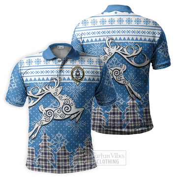 Hannay Clan Christmas Polo Shirt Celtic Reindeer Style