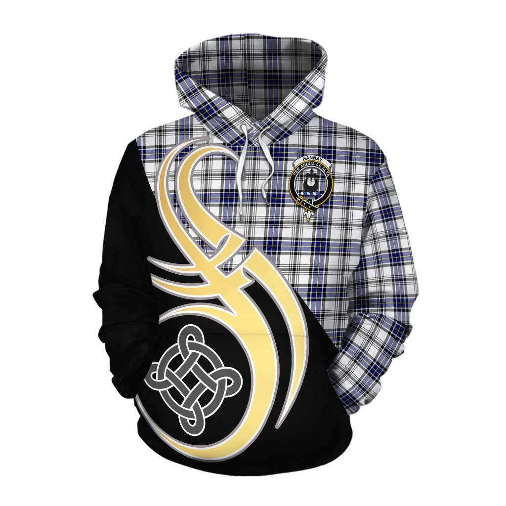 Tartan Vibes Clothing Hannay Tartan Cotton Hoodie with Family Crest and Celtic Symbol Style