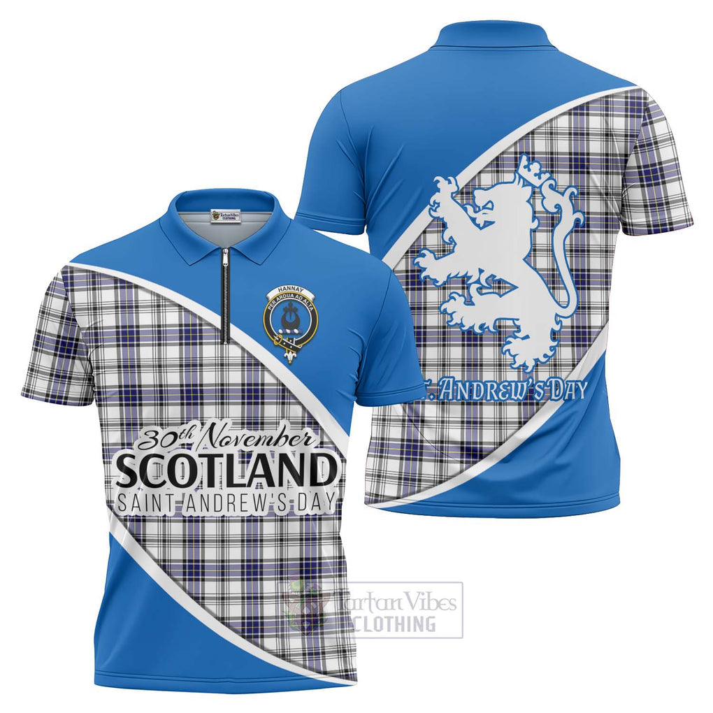 Tartan Vibes Clothing Hannay Family Crest Tartan Zipper Polo Shirt Celebrate Saint Andrew's Day in Style