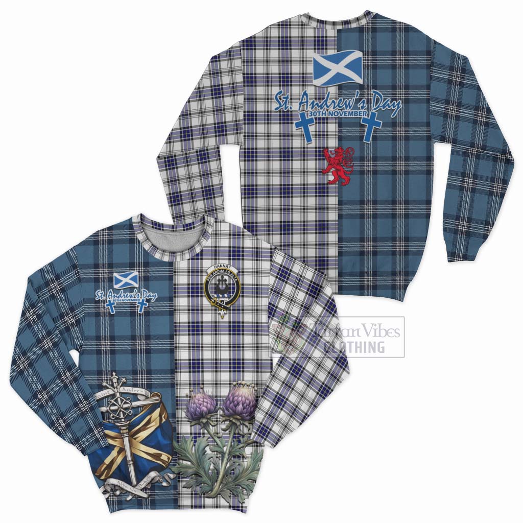 Tartan Vibes Clothing Hannay Tartan Sweatshirt Happy St. Andrew's Day Half Tartan Style