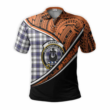 Hannay Crest Tartan Polo Shirt with Polynesian Vibes Style - Orange Version