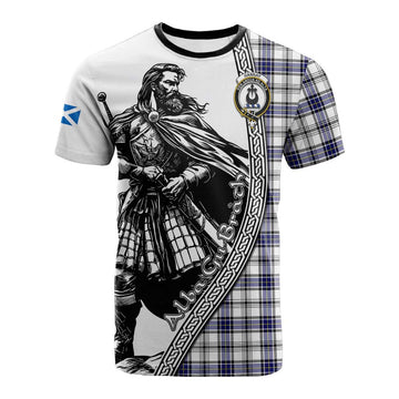 Hannay Tartan Clan Crest Cotton T-shirt with Highlander Warrior Celtic Style