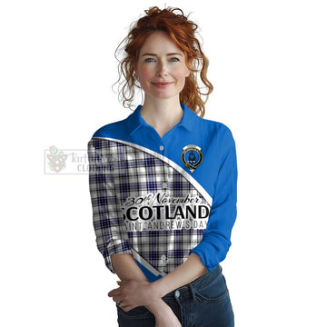 Hannay Family Crest Tartan Women's Casual Shirt Celebrate Saint Andrew's Day in Style