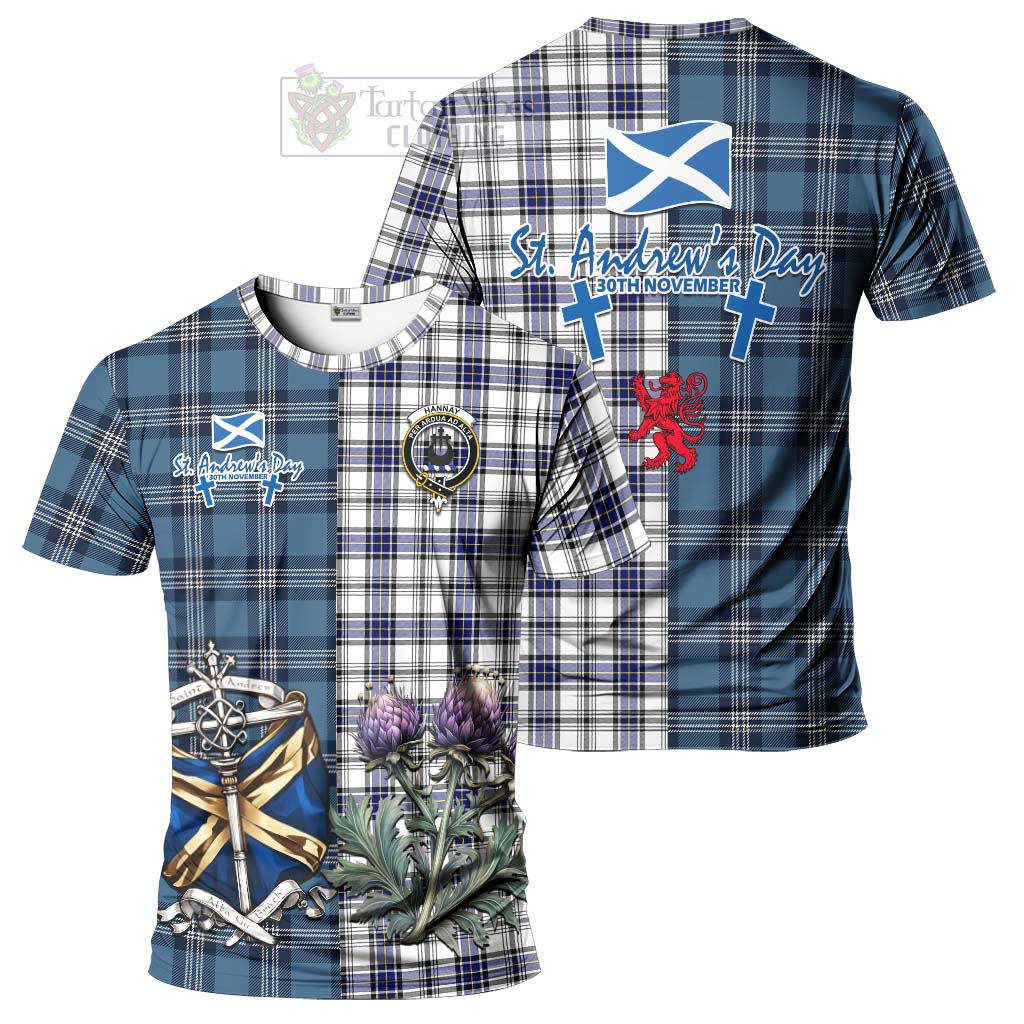 Tartan Vibes Clothing Hannay Tartan T-Shirt Happy St. Andrew's Day Half Tartan Style