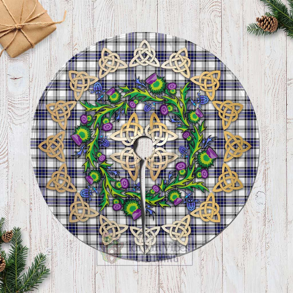 Tartan Vibes Clothing Hannay Tartan Christmas Tree Skirt with Thistle Celtic Knot Style