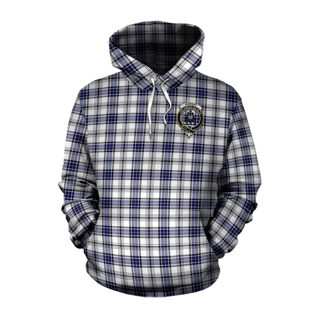 Tartan Vibes Clothing Hannay Tartan Cotton Hoodie with Family Crest Celtic Skull Style