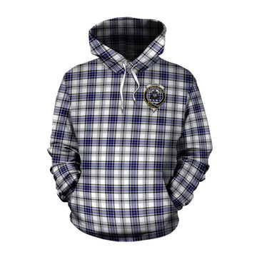 Hannay Tartan Cotton Hoodie with Family Crest Celtic Skull Style