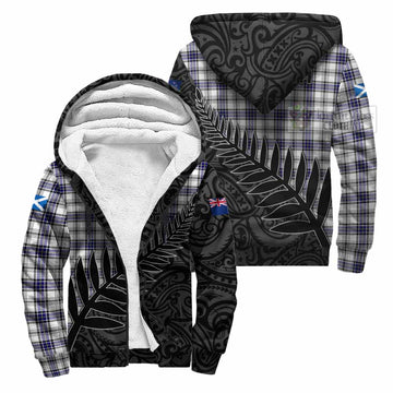 Hannay Crest Tartan Sherpa Hoodie with New Zealand Silver Fern Half Style