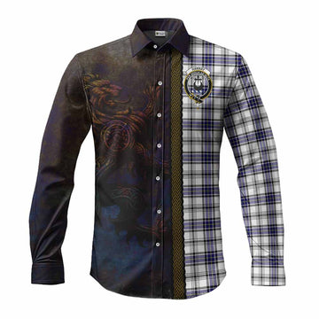 Hannay Tartan Family Crest Long Sleeve Button Shirt Alba Gu Brath Be Brave Lion Ancient Style Men's Shirt S - Tartan Vibes Clothing
