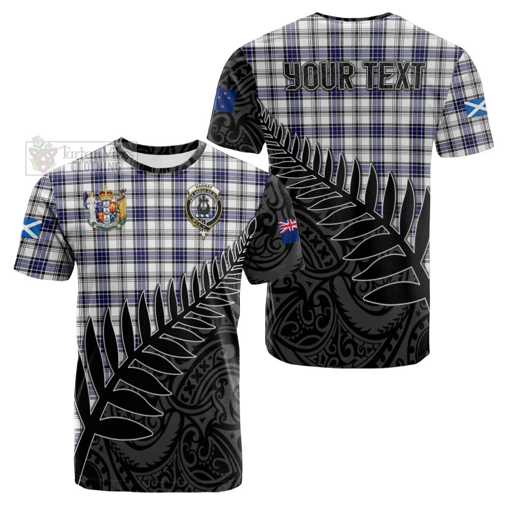 Tartan Vibes Clothing Hannay Crest Tartan Cotton T-shirt with New Zealand Silver Fern Half Style